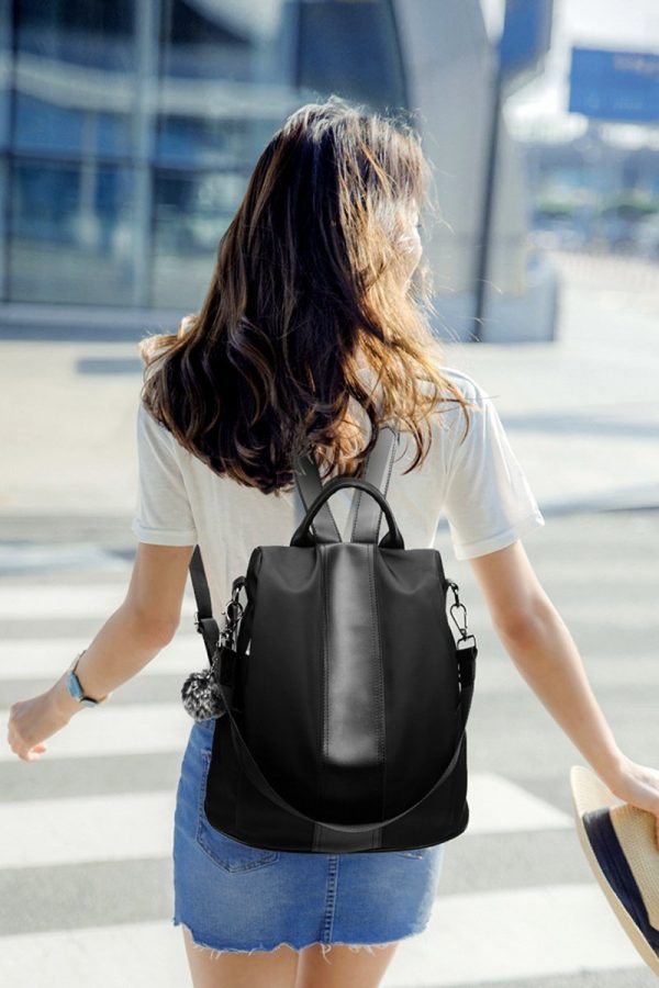 Mochila Feminina anti-furto Couro preta