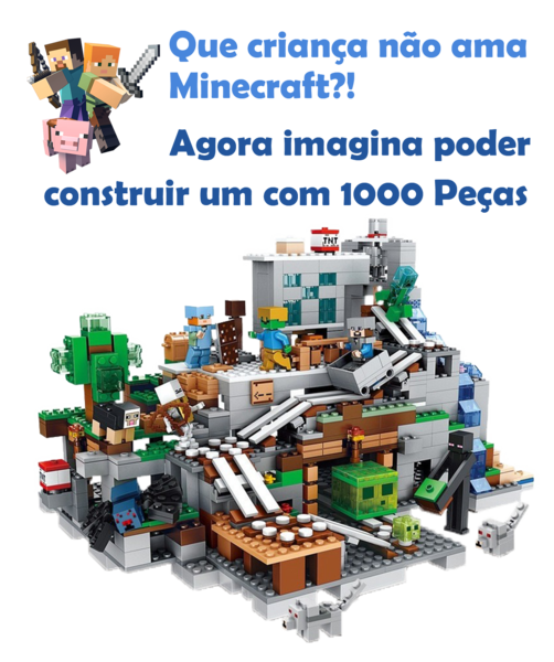 Minecraft - 365 Peças de montar - Frete Grátis - Mega Mundi