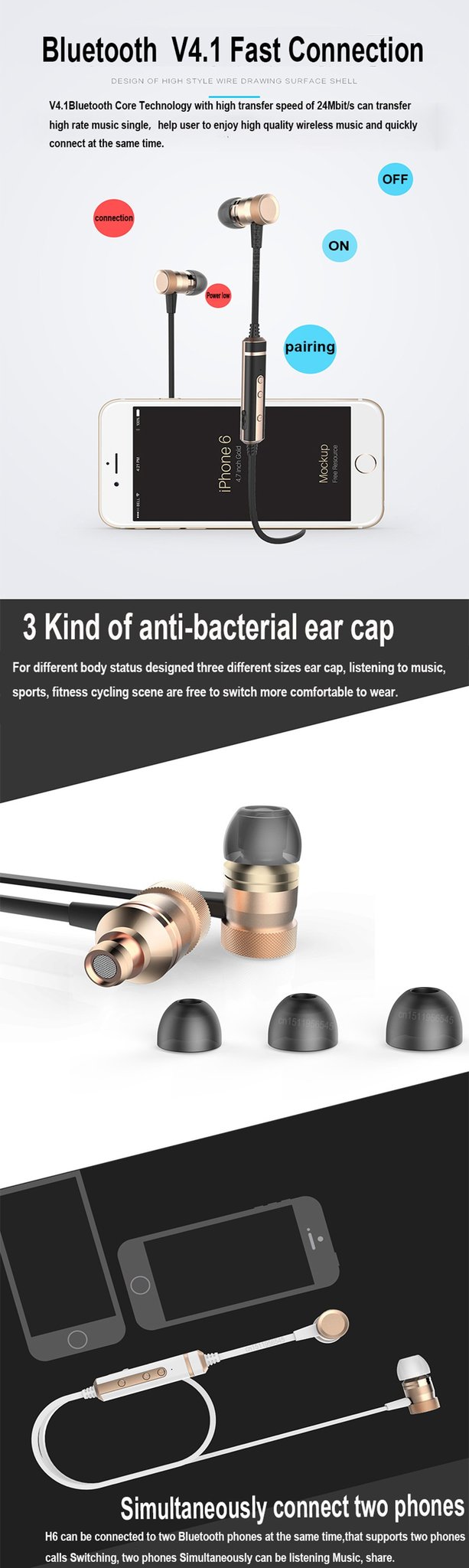 Smart Bluetooth Earphone Sport H6 - SmartStuff.com.br