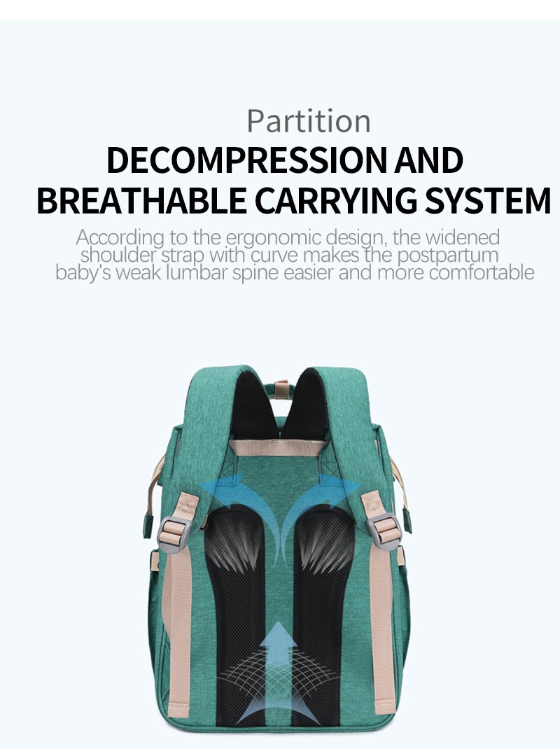 Bolsa de bebe com Sistema de descompressão e transporte respirável para garantir o conforto