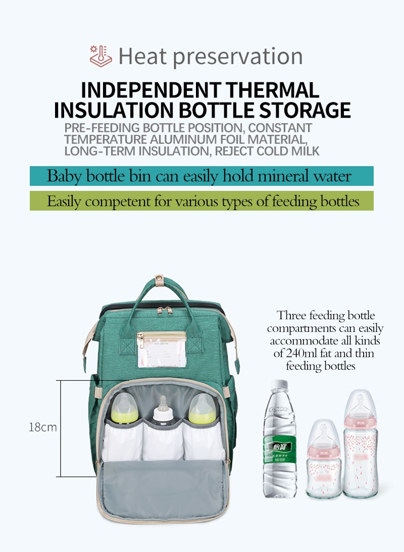 Bolsa Maternidade Multifuncional - Mommy Bag e suas medidas com Preservação do calor  Armazenamento independente de garrafas de isolamento térmico mantendo as mamadeiras aquecidas