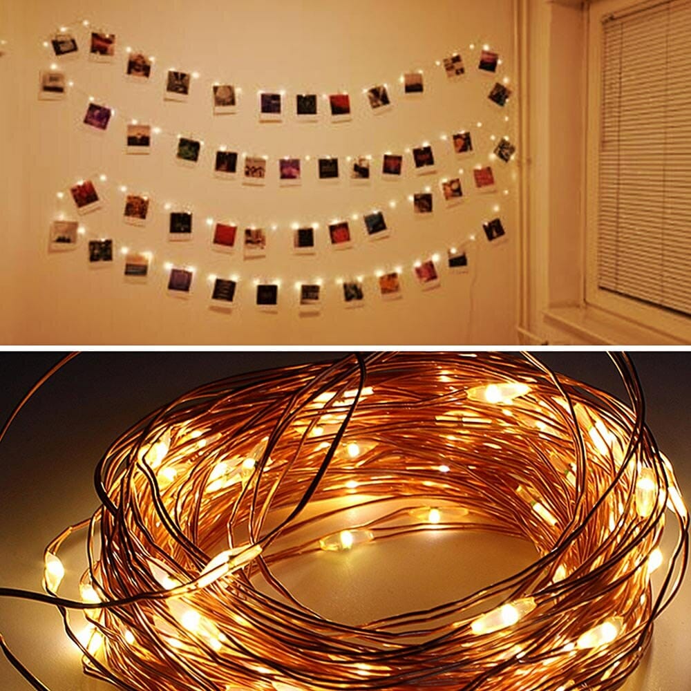 10M Photo Clip USB LED String Lights Fairy Lights Outdoor Battery Operated Garland Christmas Decoration Party  (29)