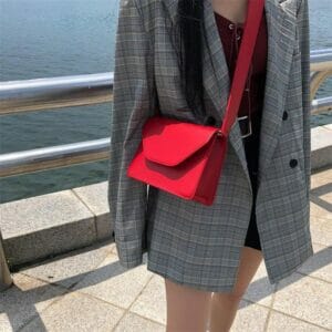 bolsa ombro feminina em couro vermelha