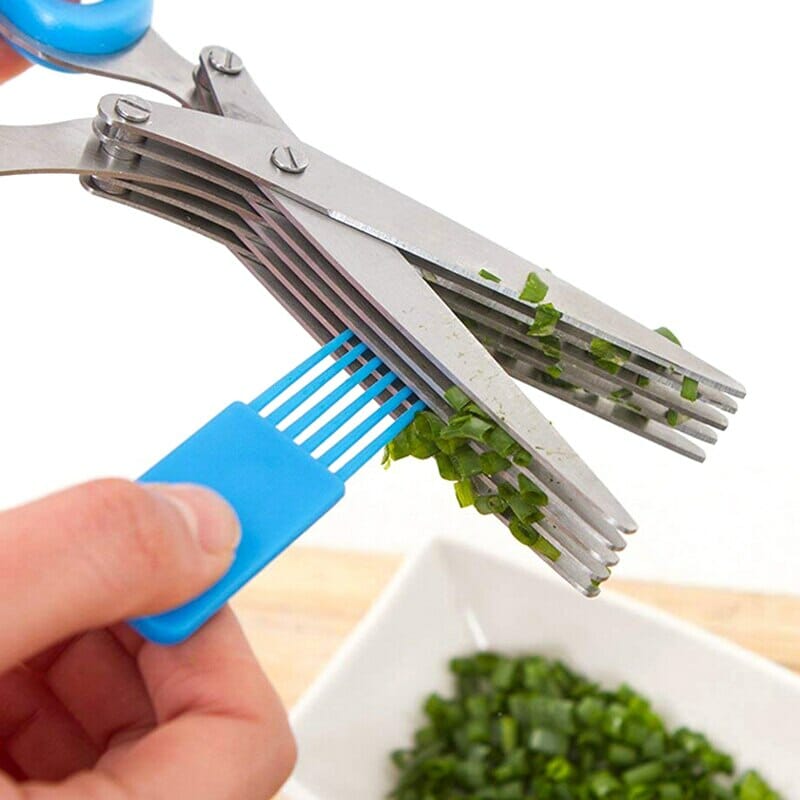 Multi-functional 5 Layer Herb Scissors Stainless Steel Scallion Scissors Kitchen Shears Knives Cutter Mincer Cooking Utensils (7)