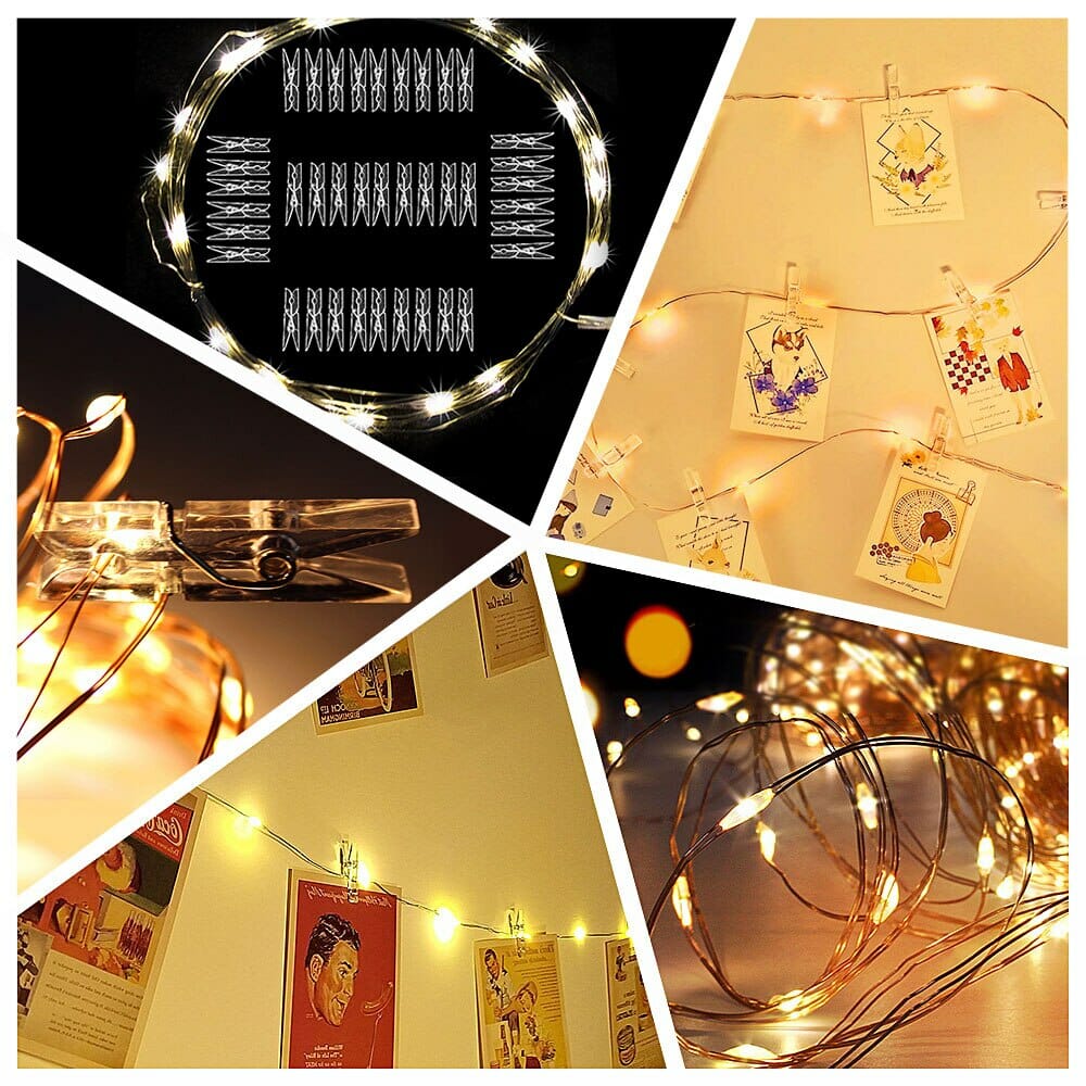 10M Photo Clip USB LED String Lights Fairy Lights Outdoor Battery Operated Garland Christmas Decoration Party  (26)