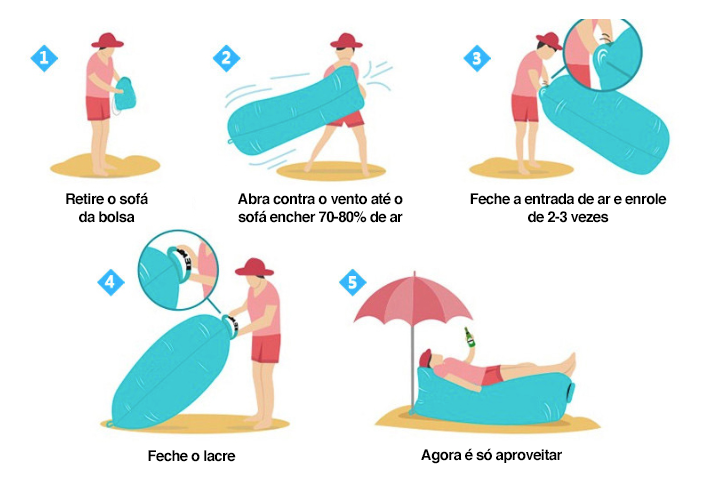 Modo de encher - Sofá Inflável