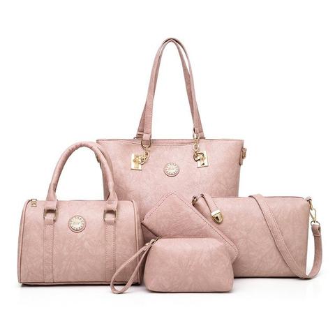 Kit Bolsa Luxo Feminina com 5 Peças - FRETE GRÁTIS