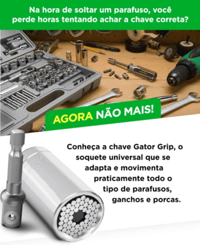 chave mestra universal gator grip para qualquer tipo de parafuso