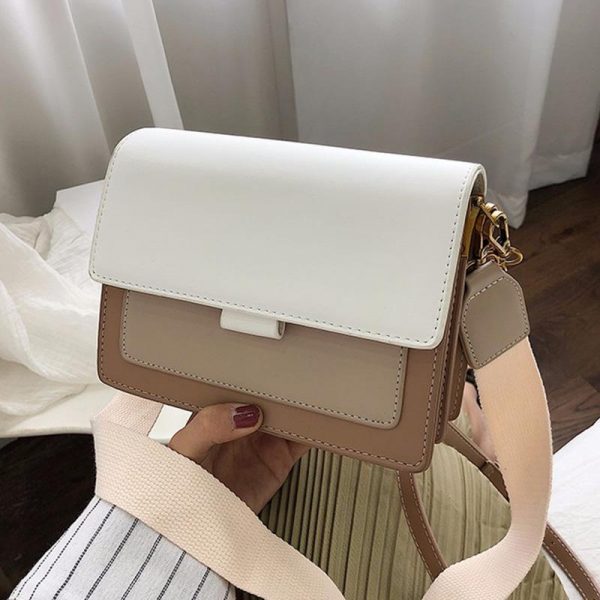 Bolsa de Ombro Feminina bege e branco