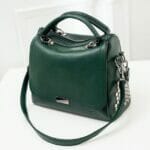 Bolsa Feminina verde Couro Pequena com spikes