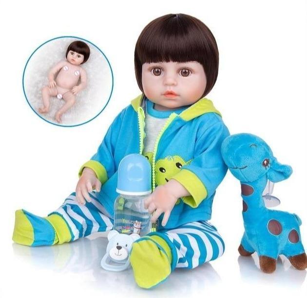 Bebe Reborn Menino Realista Corpo de Silicone Arthur Girafinha 48cm - Malki  toys